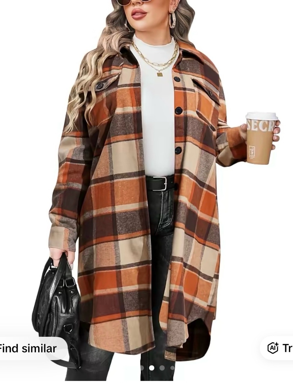 Long plaid shacket 2XL